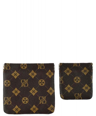 CM Monogram Spring Zip 2-in-1 Coin Purse CM012 BROWN